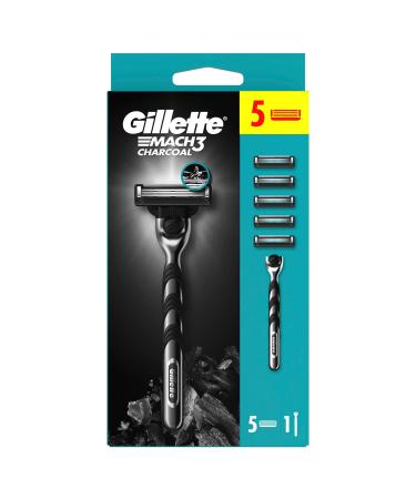 Gillette Mach3 Charcoal men's razor razor with 3 blades 1 Gillette razor 5 replacement blades with coal inspired handle