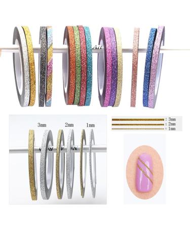 Oceaneshop 14 Colors Gold & Silver Nail Art Tape Stickers Set - DIY Rolls Decoration for Women - 1/2/3mm Striping Line - Buy Online on GoSupps.com