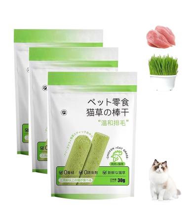 Cat Grass Teething Sticks for Indoor Cats Natural Cat Grass Sticks Cat Grass Chew Stick Chicken Cat Grass Tooth Grinding Stick for Hairball Removal (3-Pack)