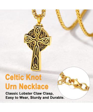 U7 Women's Cremation Urn Necklace | Celtic Knot Dog Feet Wings & Crucifix Designs | Stainless Steel Pendant Jewelry for Men | Unique Memorial Gifts - Buy Online on GoSupps.com