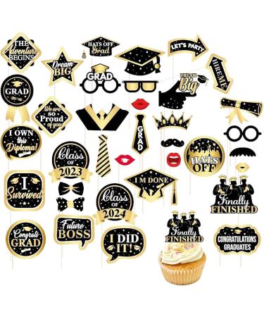 Graduation Cake Picks Grad Cap Cake Toppers Grad Cap Cupcake Picks Graduation Cap Diploma Cupcake Picks Graduation Cake Pick Decoration High School Neamou Black - Buy Online on GoSupps.com