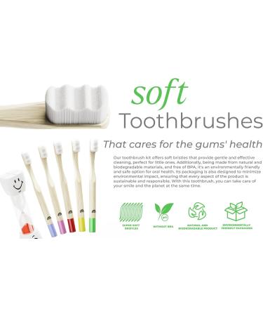 Children's Bamboo Toothbrush Set - 5 + 1 Hourglass - Soft Bristle BPA Free Eco-Friendly Nano Toothbrush for Kids - Buy Online on GoSupps.com
