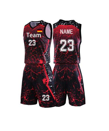 HDSD custom basketball jersey shirt and shorts 2 parts set every name number team logo - basketball jersey young men personalized basketball shirt red