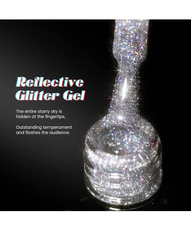 UR SUGAR Reflective Silver Glitter Gel Nail Polish - Sparkling Shimmery Diamond UV Gel Varnish for Halloween Manicure - Buy Online on GoSupps.com
