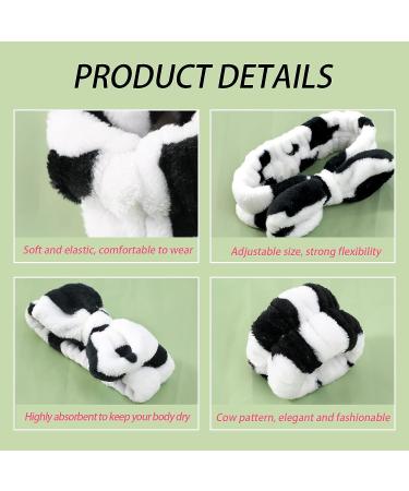 Face Wash Headband and Wristbands Set - Teen Girls Spa Headband for Makeup Remover and Skincare - Soft Fuzzy Cow Pattern Design - Buy Online on GoSupps.com