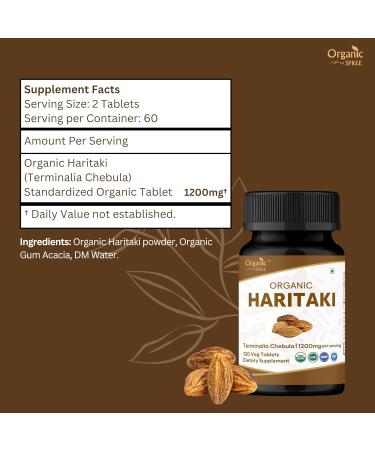 ORGANIC SPREE Haritaki & Barley Grass Supplement USDA Organic Terminalia Chebula & Hordeum Vulgare 120 Tablets Each - Buy Online on GoSupps.com