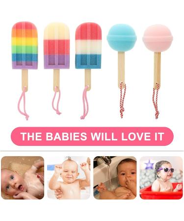 5Pcs Kids Bath Loofah Sponge Set - Ice Cream & Lollipop Design | Shower Body Sponge for Infants - Buy Online on GoSupps.com