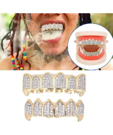 Brass Galvanized Messing Teeth Set - Hip-Hop Props & Halloween Accessories | Two-Color Decoration - Buy Online on GoSupps.com