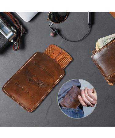 Beard Comb Kit with Leather Case | Handmade Wooden Gifts for Men | Mustache & Beard Care (Skull Wings Design) - Buy Online on GoSupps.com