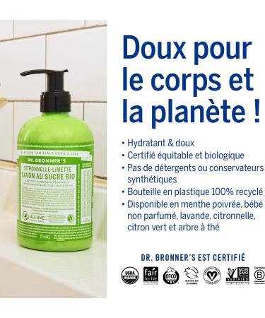  Dr. Bronner's Dr Bronner's Organic Sugar Liquid Soap Tea Tree Pump Bottle 355 ml - Buy Online on GoSupps.com