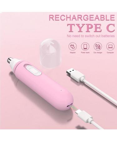 Diktoyou 2-in-1 Rechargeable Ear and Nose Hair Trimmer for Women - Painless USB Electric Trimmer - IPX7 Waterproof - Easy Cleansing - Pink - Buy Online on GoSupps.com