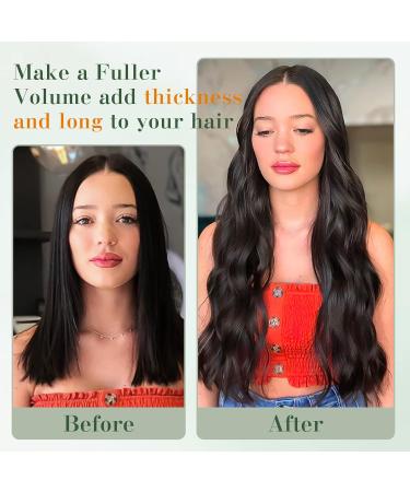 Benehair Clip in Human Hair Extensions Natural Real Hair Clip in 20Inches 50g Hair Extensions Clip In One Piece 5 Clips Human Hair Extension with Clip for Women Jet Black #1 - Buy Online on GoSupps.com