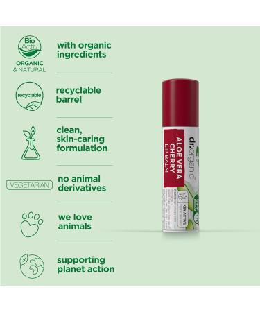 Buy Dr.Organic Aloe Vera Cherry Lip Balm 5.7ml - Moisturizing & Nourishing Lip Care | International Shipping Available - Buy Online on GoSupps.com