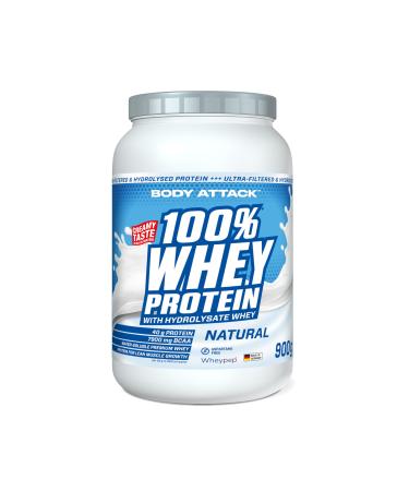 Body Attack 100% Whey Protein Bodybuilding Protein - Creamy Protein Powder with Hydrolysate and BCAA Mass Gain and Diets for Athletes and Athletes - Made in Germany - 900g Natural