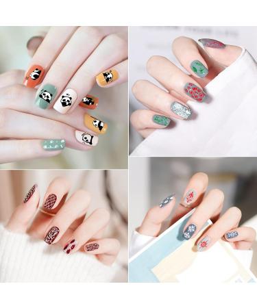 JSRQT Nail Art Stamping Plates Set - 6 Mixed Pattern Stencils for DIY Manicure | Sweet Panda Floral & Leaf Designs - Buy Online on GoSupps.com