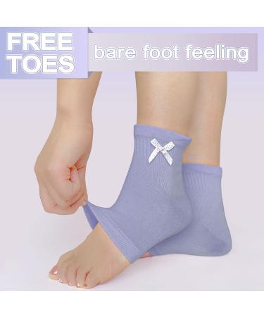 Migliore Wear 2 Pairs Cotton Gel Heel Moisturising Socks with Natural Jojoba & Olive for Dry Cracked Feet - Toe Open Foot Socks for Women Men - Taro Purple - Buy Online on GoSupps.com