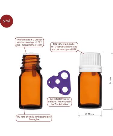 Handsunity 5ml Amber Dropper Bottles - 12 Pack with White Drip Closure | Pharmacist-Grade Glass for Essential Oils & More - Buy Online on GoSupps.com