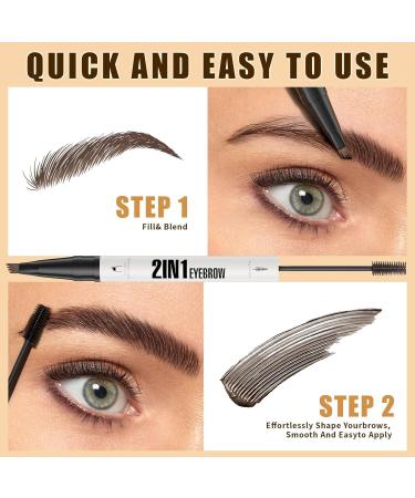 Sinye Microblading Eyebrow Pencil 2 of 1 Doublesided Eyebrow Pencil with Gel Longlasting Makeup Pen for Women Black - Buy Online on GoSupps.com