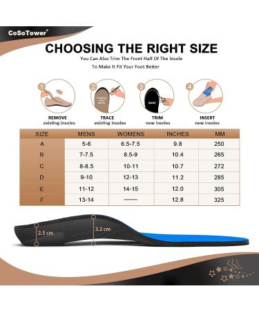 CoSoTower Orthotic Inserts Arch Support Insoles for Flat Feet & Pronation Relief | Men's 11-12 | Women's 14-15 - Buy Online on GoSupps.com