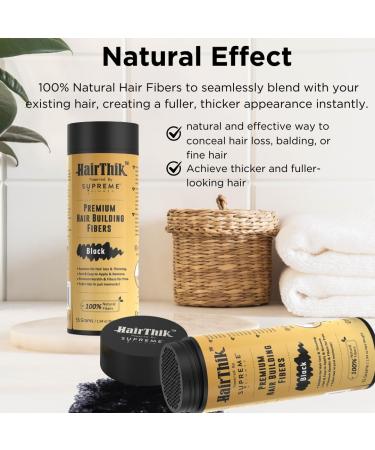 HairThik Hair Building Fibers - Thicker Fuller Hair Solution for Men & Women | 55g Black - Instantly Fill Fine & Thinning Hair - Buy Online on GoSupps.com