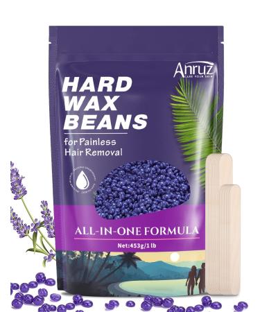 Anruz waxing pearls for sensitive skin - 453 g of waxing hair removal with 20 applicators - violet wax pearls for eyebrows face fine hair at home grow for wax warmers - Buy Online on GoSupps.com