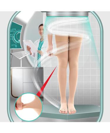 Medical Grade Compression Stockings 20-30 mmHg | Unisex Open Toe Knee-High | Firm Support for Varicose Veins | Flesh & Black XL - Buy Online on GoSupps.com