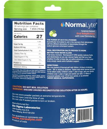 NormaLyte Apple - Electrolyte Powder Packets | Clinically Studied Electrolyte Drink Mix | 30 Count Effective Hydration Sticks 0.37 Ounce (Pack of 30) - Buy Online on GoSupps.com