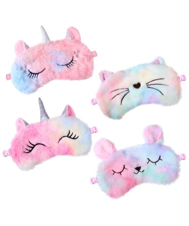 Firtink 4 piece of sleep mask children girls sleep mask funny sleep masks unicorn sleep masks set for children boys girls for sleeping lunch break travel pajama party