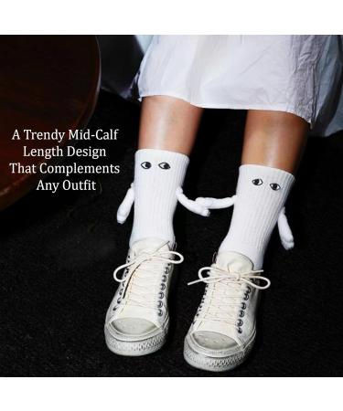 2 Pairs Funny Magnetic Suction Couple Holding Hands Socks - 3D Doll Design | Mid-Tube Socks for Couples - Buy Online on GoSupps.com