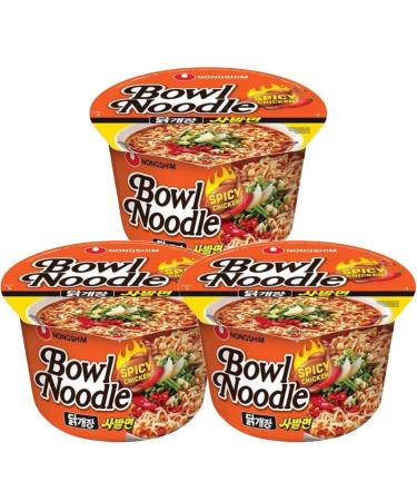 Nongshim Spicy Chicken Bowl Noodle Soup Ramen Bowl 100g (Pack of 3)