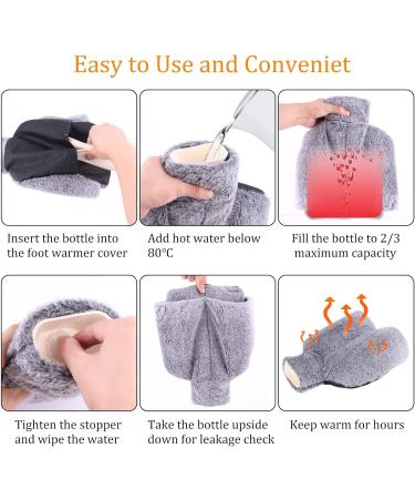 ATEECO Heated Foot Warmers 2L Rubber Heat Bottle Plush Heated Slippers Soft Heating Pillows for Office & Home One Size Rose Pink - Buy Online on GoSupps.com