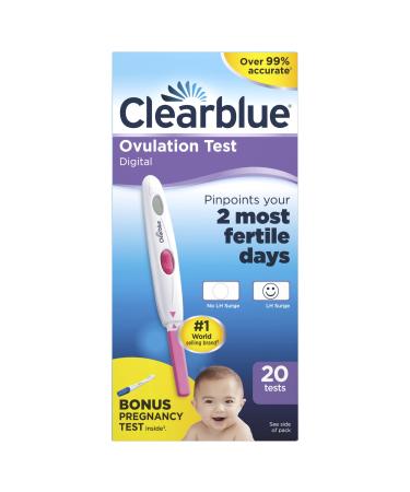 Clearblue Digital Ovulation Test Predictor Kit Plus Bonus Rapid Detection Pregnancy Test 20 Ovulation Tests & 1 Pregnancy Test 20 Count (Pack of 1)