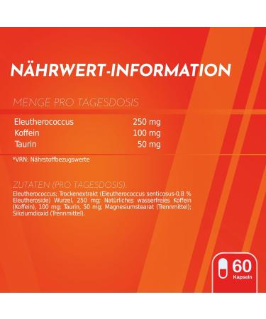 Healthy Fusion Goodbye Fatigue | Natural Energy & Anti-Tired Formula | Eleutherococcus Taurine & Caffeine | Boost Muscle Performance | 60 Capsules - Buy Online on GoSupps.com