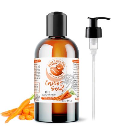 Bella Terra Oils - Organic Carrot Seed Oil 8 oz - Unveiling Organic Carrot's Enzymes & Nutritional Benefits A Cold-Pressed Delight for a Natural Skin Glow