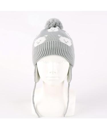 LANGZHEN Toddler Winter Hat Earflap Knit Cap for Baby Boys Girls 1-2 Years - Light Grey - Buy Online on GoSupps.com