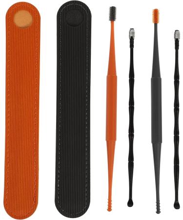 Silicone Cleansing Spoon & Spiral Double Cleaner Set with Storage Bag - Soft & Comfortable Earwax Removal Tools - Travel-Friendly - 4 Sets Assorted Colors - 14.3x0.7x0.7cm - Buy Online on GoSupps.com