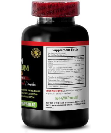 Magnesium for Sleep - Calcium Magnesium Phosphorus - Calcium Pills Calcium Magnesium Phosphorus Magnesium glycinate Supplement Phosphorus for Bones 2 Bottles 120 Capsules - Buy Online on GoSupps.com