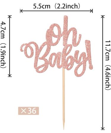 36 Pack Oh Baby Cupcake Toppers Glitter Baby Shower Cupcake Picks for Baby Shower Kids Gender Reveal Theme Party Cake Decorations Supplies Rosegold 1-rose Gold - Buy Online on GoSupps.com