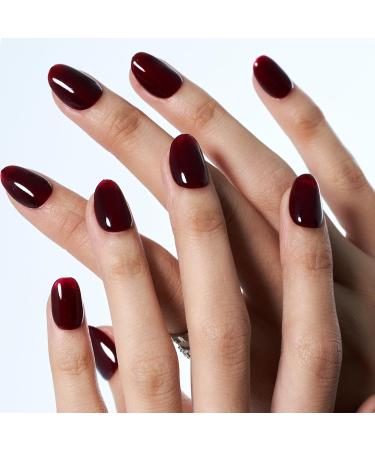 GLAMERMAID Red Press on Nails - Short Oval Halloween Gothic Handmade Jelly Gel Nails | Reusable Acrylic False Nails Manicure Kits for Women | Perfect Gift Amaretto Delight - Buy Online on GoSupps.com