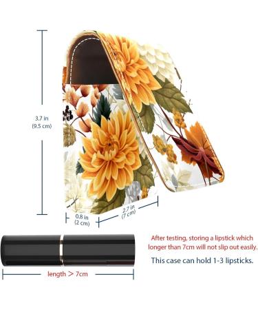 Travel Lipstick Organizer Case - Portable Makeup Bag with Mirror | Autumn Flowers Design - Buy Online on GoSupps.com