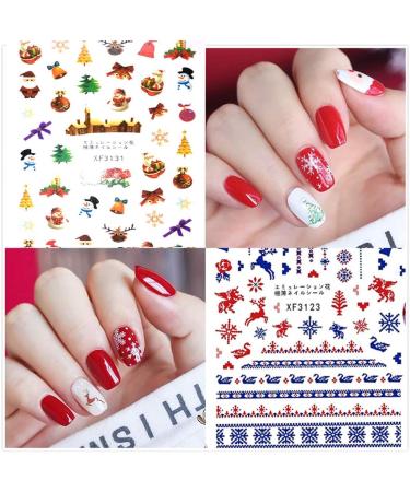 EBANKU 12 Sheets Christmas Nail Art Stickers 3D Self-Adhesive Nail Decals Santa Claus tree Decals Manicure Decoration for Women Girls Kids Fingernails Toenails Decor - Buy Online on GoSupps.com