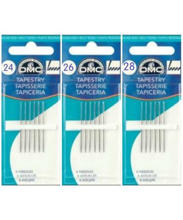 Tapestry Needles, Bundle: Sizes 24, 26 & 28 (6 needles each pack)
