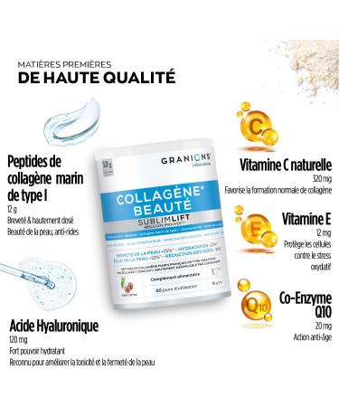 Sublimlift Marine Beauty Collagen Grannies 12 g Collagen Per Day Collagen and Hyaluronic Acid + Coenzyme Q10 Collagen and Hyaluronic Acid - Collagen Powder Sublime Lift 300 mg - Buy Online on GoSupps.com