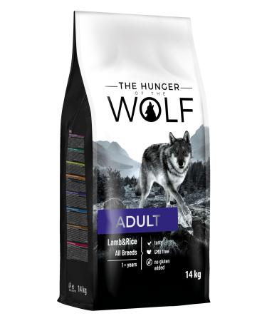 The Hunger of the Wolf dog food for adult dogs of all breeds finely prepared dry food with lamb and rice - 14 kg adult lamb and rice 14 kg (1 Pack)
