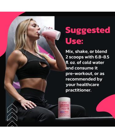 GlowEver Creatine for Women | 5g Creatine Monohydrate + 4g Collagen Peptides Complex Creatine Powder | Sugar-Free, Gluten-Free, Non-GMO, Easily Soluble | Raspberry, 30 Servings - Buy Online on GoSupps.com