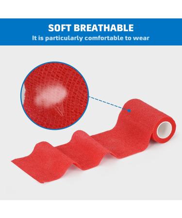 12 Roll Self-Adhesive Cohesive Bandage 10cm - Elastic Wrap for Fingers Hands Pets & Horses - Ideal for Veterinary Use (Red) - Buy Online on GoSupps.com