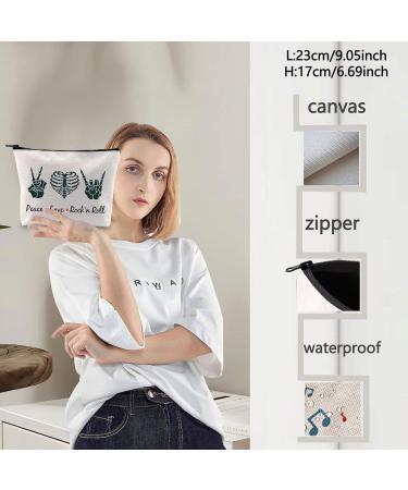 Levlo Funny Rock and Roll Cosmetic Bag - Retro 80s Guitar Make-Up Bag Peace Love Rock 'n' Roll Gift for Friends & Family - Buy Online on GoSupps.com