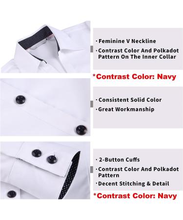 WARHORSEE Women's White Button Down Shirt - Long Sleeve V Neck Business Casual Blouse - XL - Buy Online on GoSupps.com