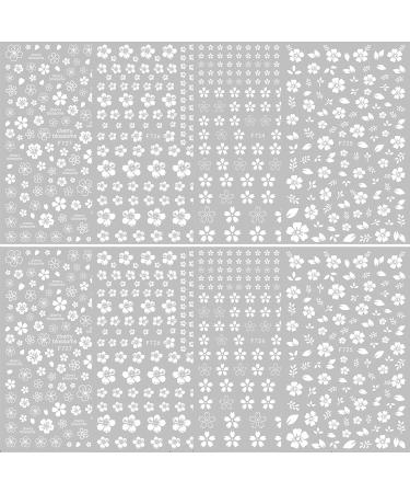 8 Sheets MiaoWu White Cherry Blossoms 3D Nail Art Stickers for Acrylic Nail Decoration - Buy Online on GoSupps.com