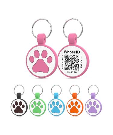 Whoseid QR Code Cat brand changeable pet online profile page several emergency contact quiet silicone cat brand light no ringing QR CAT ID day (small breeds-2.5 cm rose) Small Breeds-1 "Rose